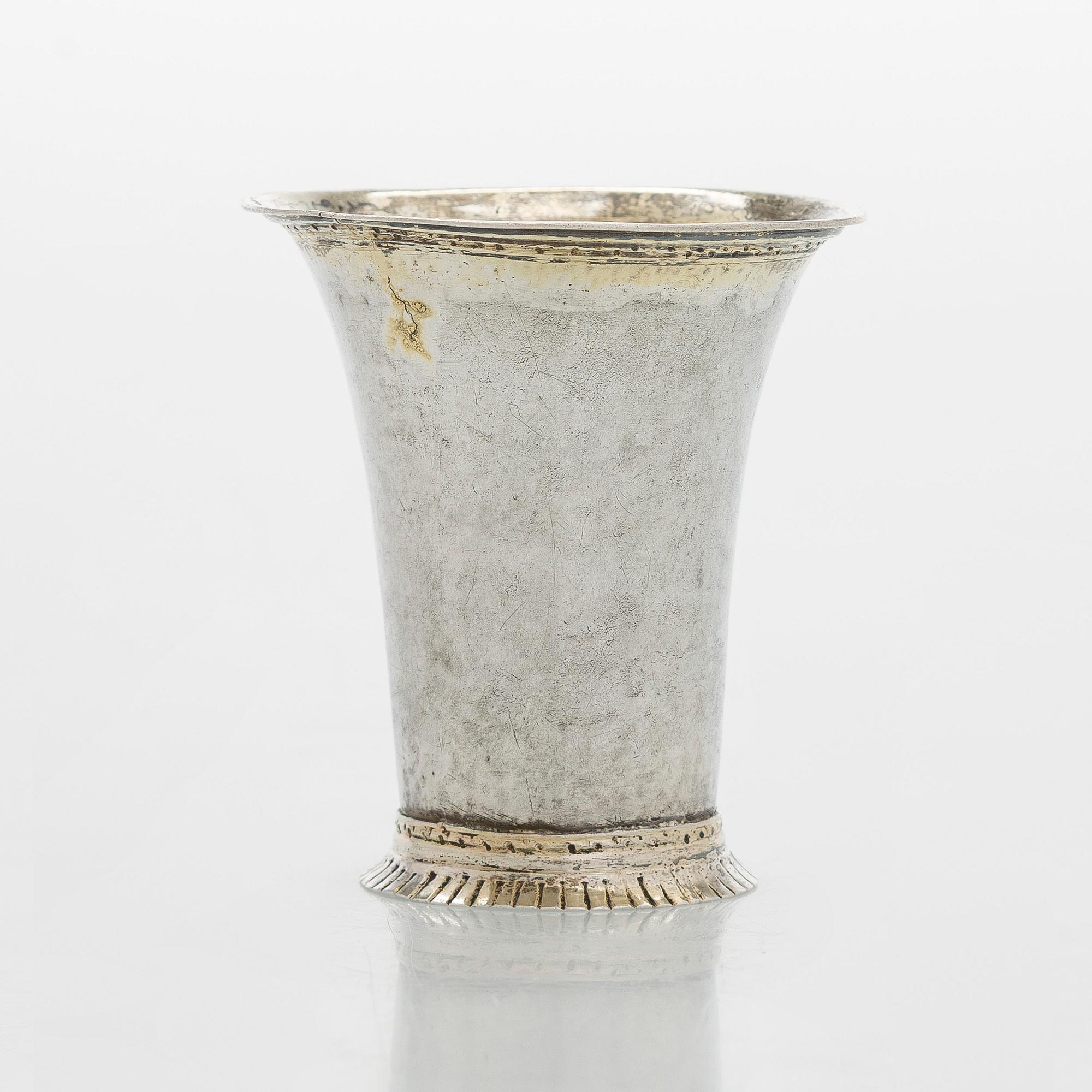 A late 18th century parcel-gilt silver beaker, maker's mark of Berthil Thorwijk, Uusikaupunki, Finland 1788.