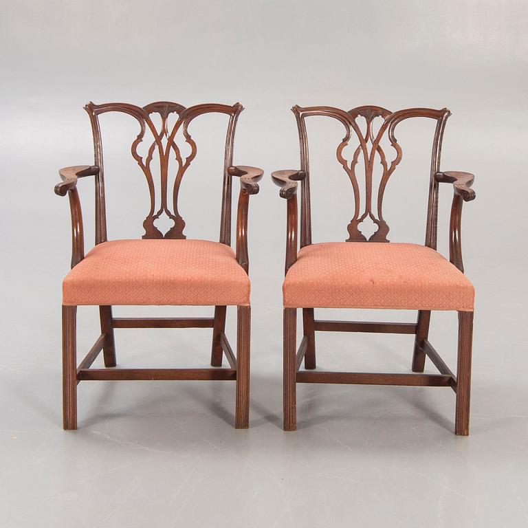 A pair of Chippendale mahogany chairs.