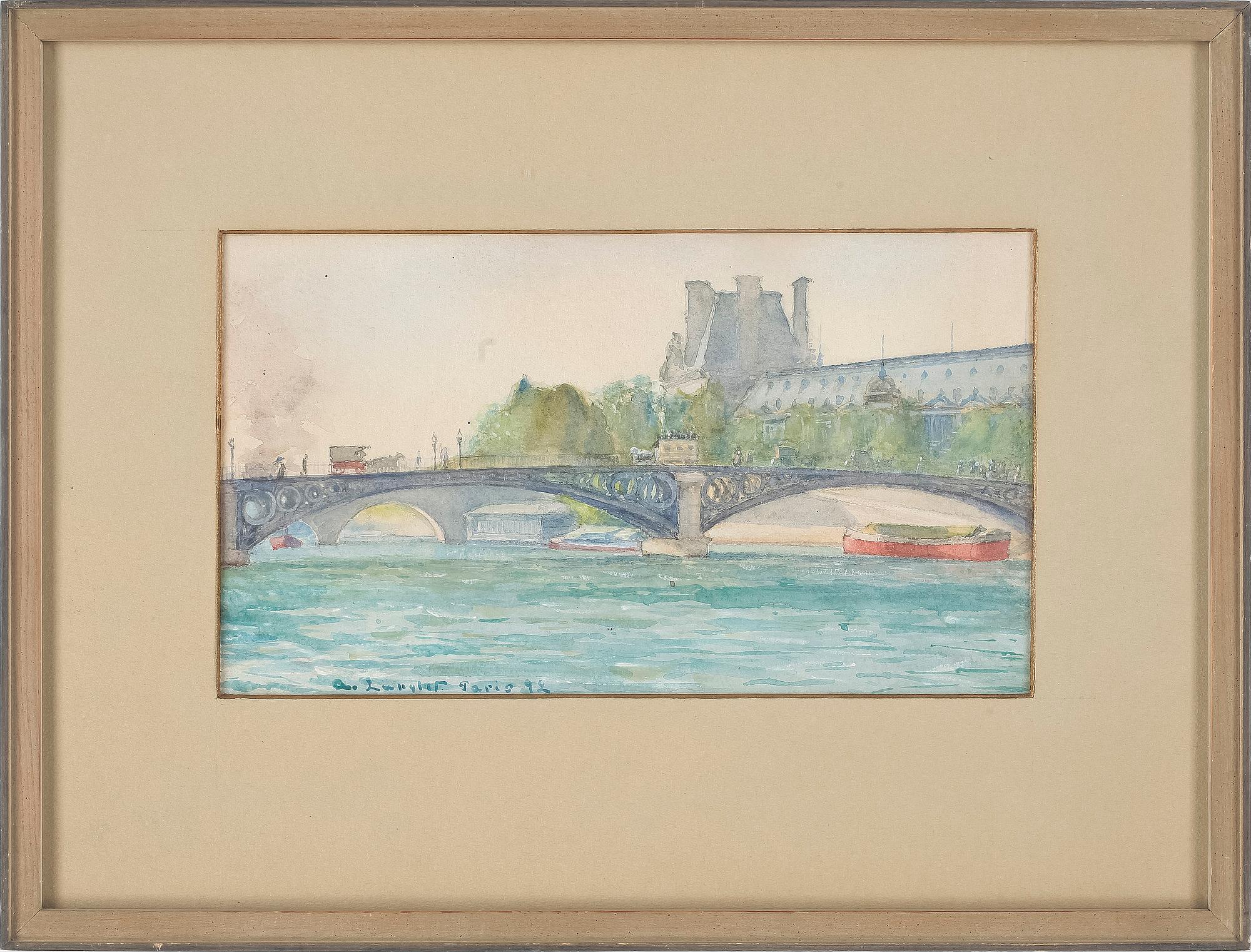 ALEXANDER LANGLET, akvarell. Sign o dat Paris -92.