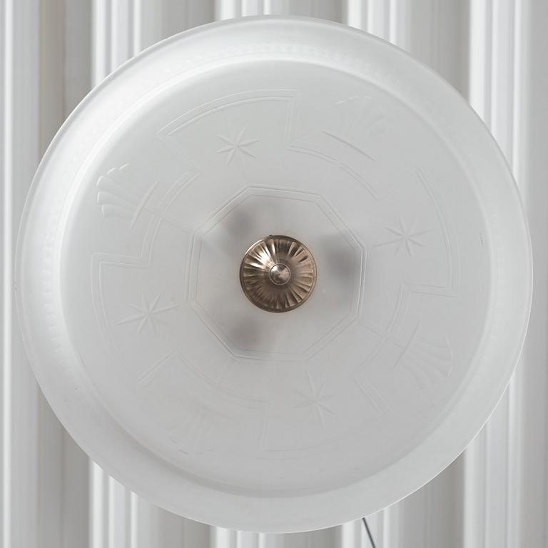 Edward Hald, & Erik Tidstrand, a ceiling lamp, Orrefors & Nordiska Kompaniet, 1920s-30s.