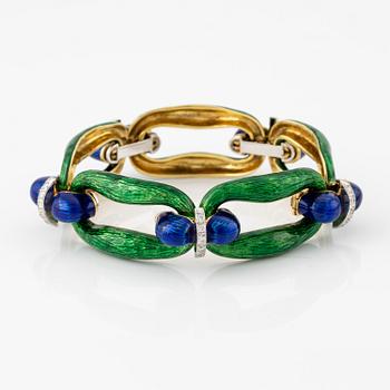 An 18K gold and enamel bracelet, by Spritzer & Fuhrmann.