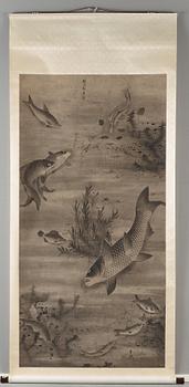 RULLMÅLNING, troligen Japan med kinesisk montering, 1800-tal.