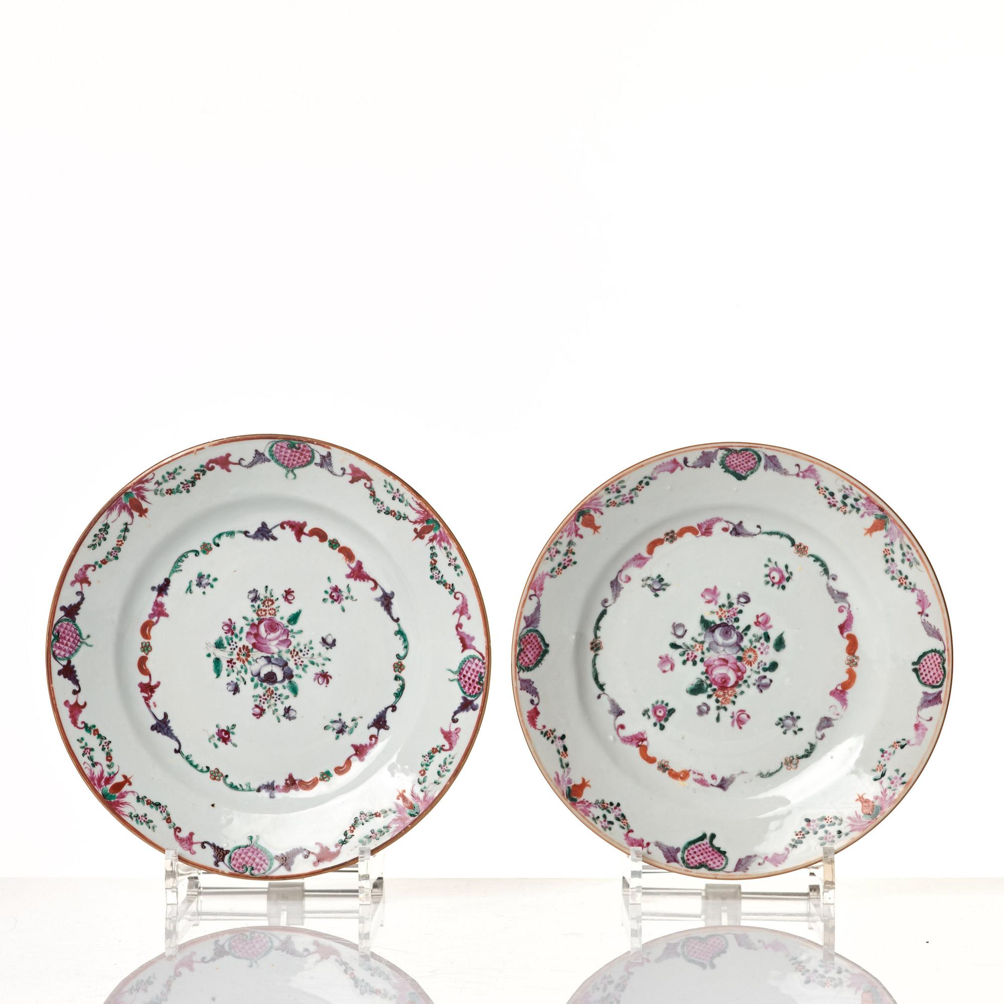 A set of 19 famille rose dishes, Qing dynasty, Qianlong (1736-95).