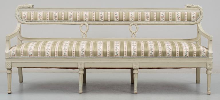 A Swedish early 19th century eleven piece suite comprising 1 sofa, 2 armchairs and 8 chairs, by J. Andersson.