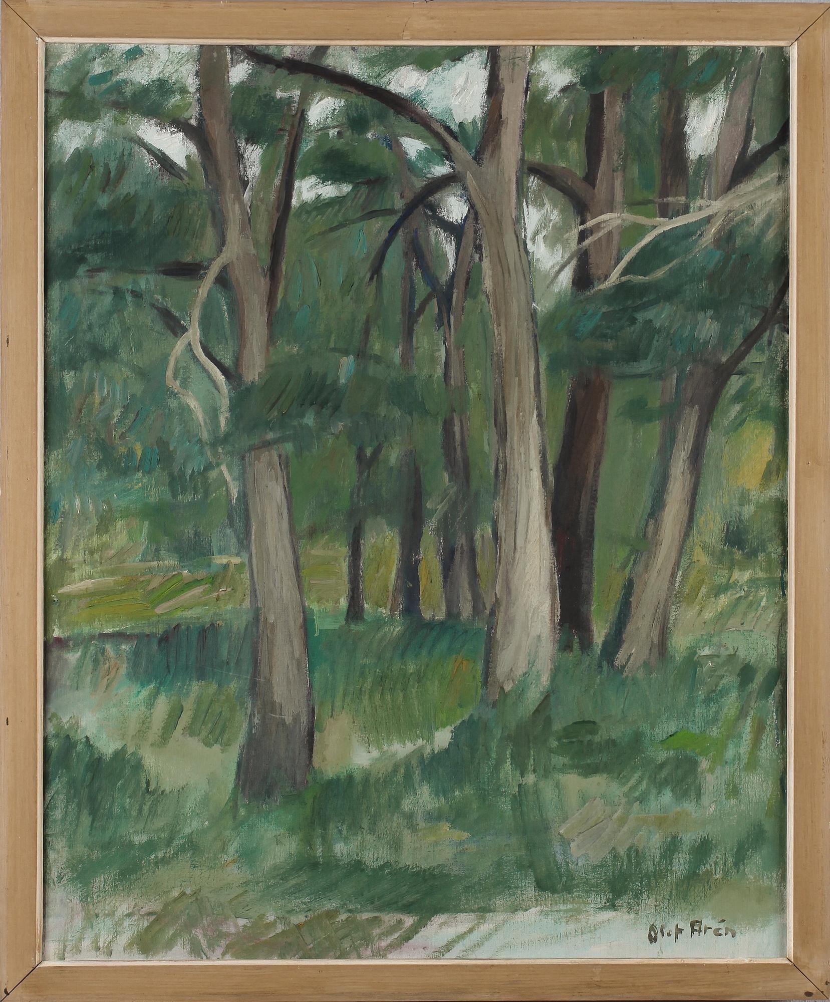 OLOF ARÉN, 2 st, gouache och olja på duk, signerade.