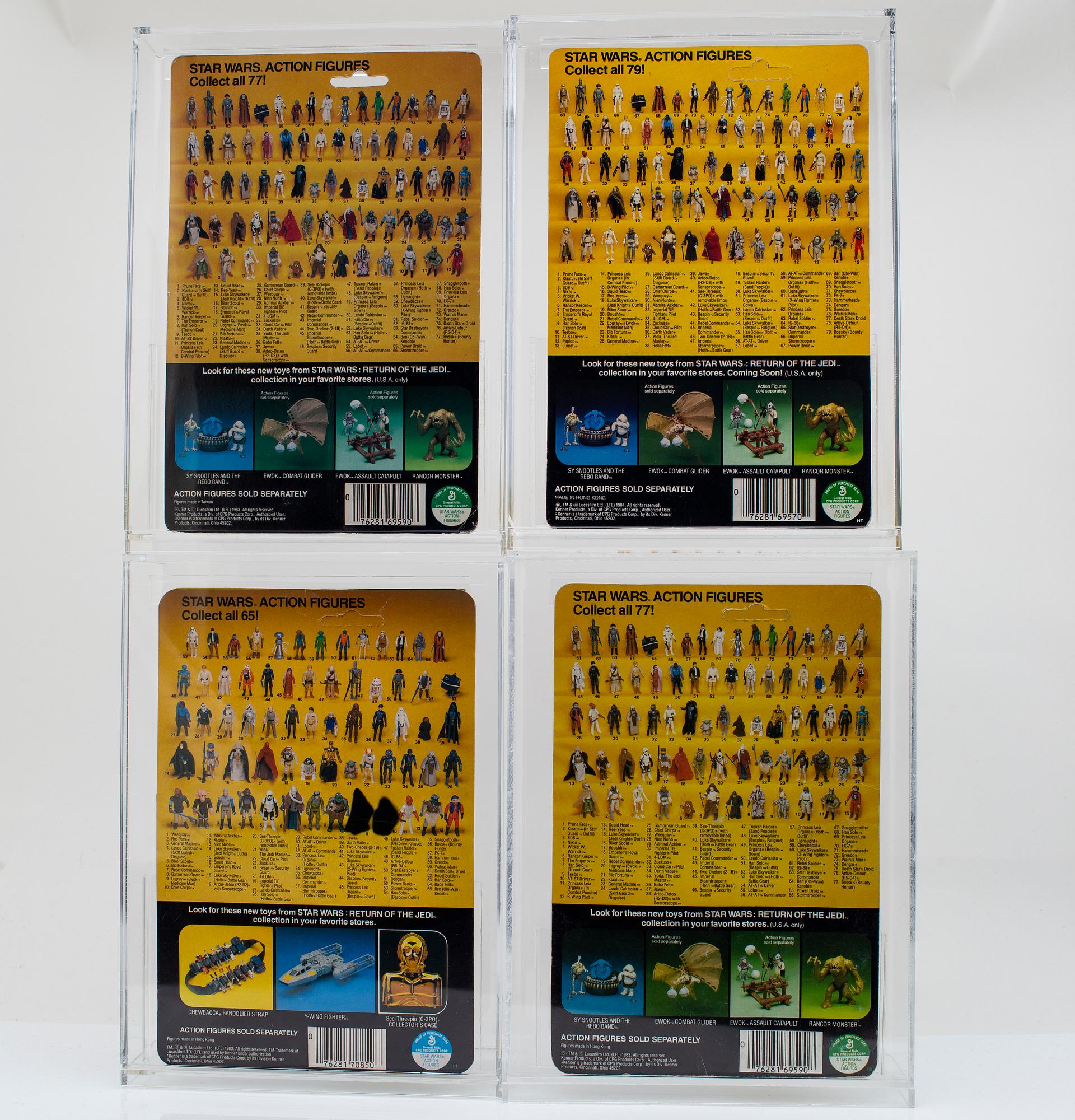 STAR WARS, Rancor Keeper, Gamorrean Guard, Ree-Yees & Lando Calrissian, ROTJ, Kenner 1983.