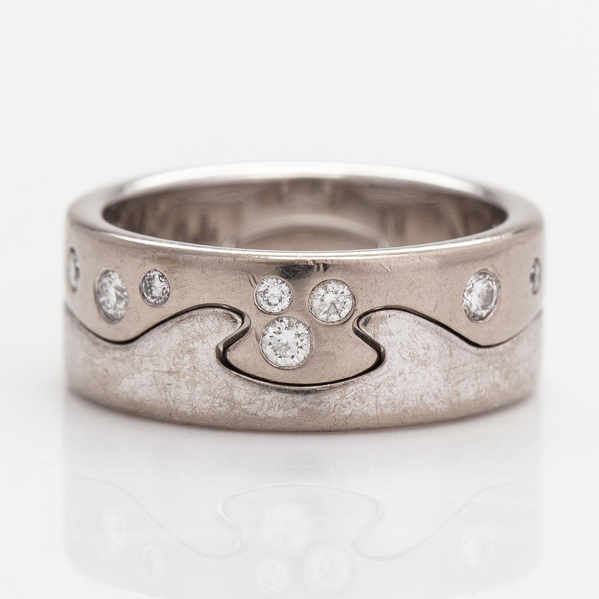 Georg Jensen, Ring "Fushion", 18K guld och diamanter ca 0.13 ct totalt. Danmark.