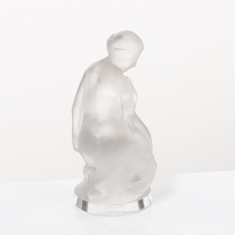 9 glass figurines, Lalique, France.