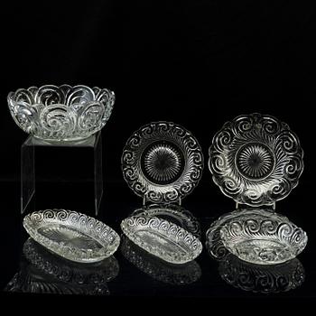 13 pieces of Gryt glass, 19th century.