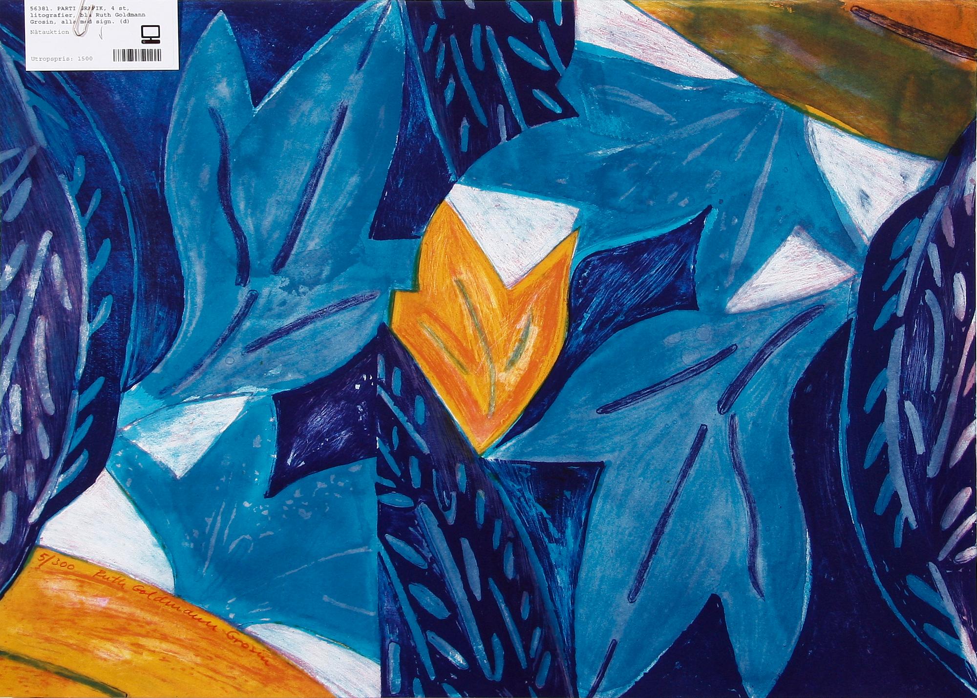 PARTI GRAFIK, 4 st, litografier, bla Ruth Goldmann Grosin, alla med sign.