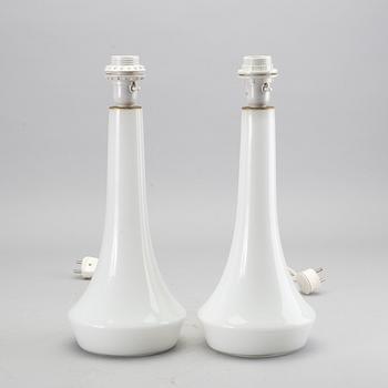 A pair of glass table lamps, mid 20th century.