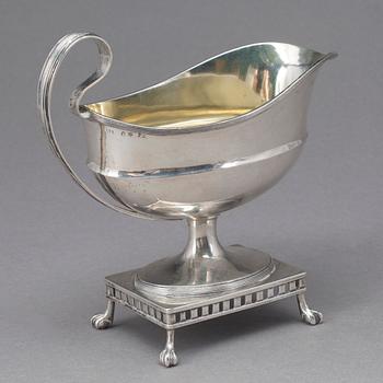 GRÄDDKANNA, silver, gustaviansk,oidentifierad mästarstämpel, Stockholm 1797. Vikt ca 241 gram.