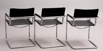 KARMSTOLAR, stålrör, 3 st. 1900-talets slut.