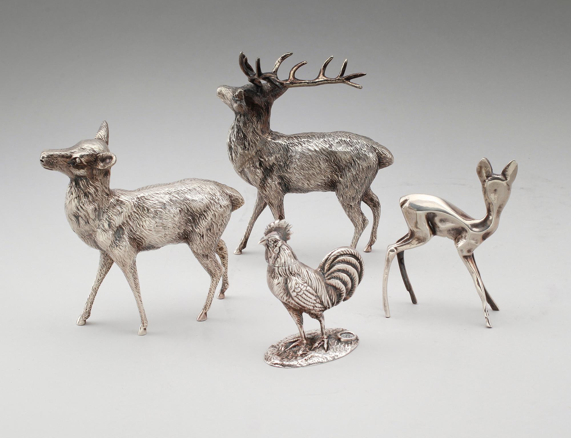 FIGURER, 4 st, silver, tre från Spanien, 1900-talets mitt. Vikt ca 620 gram.