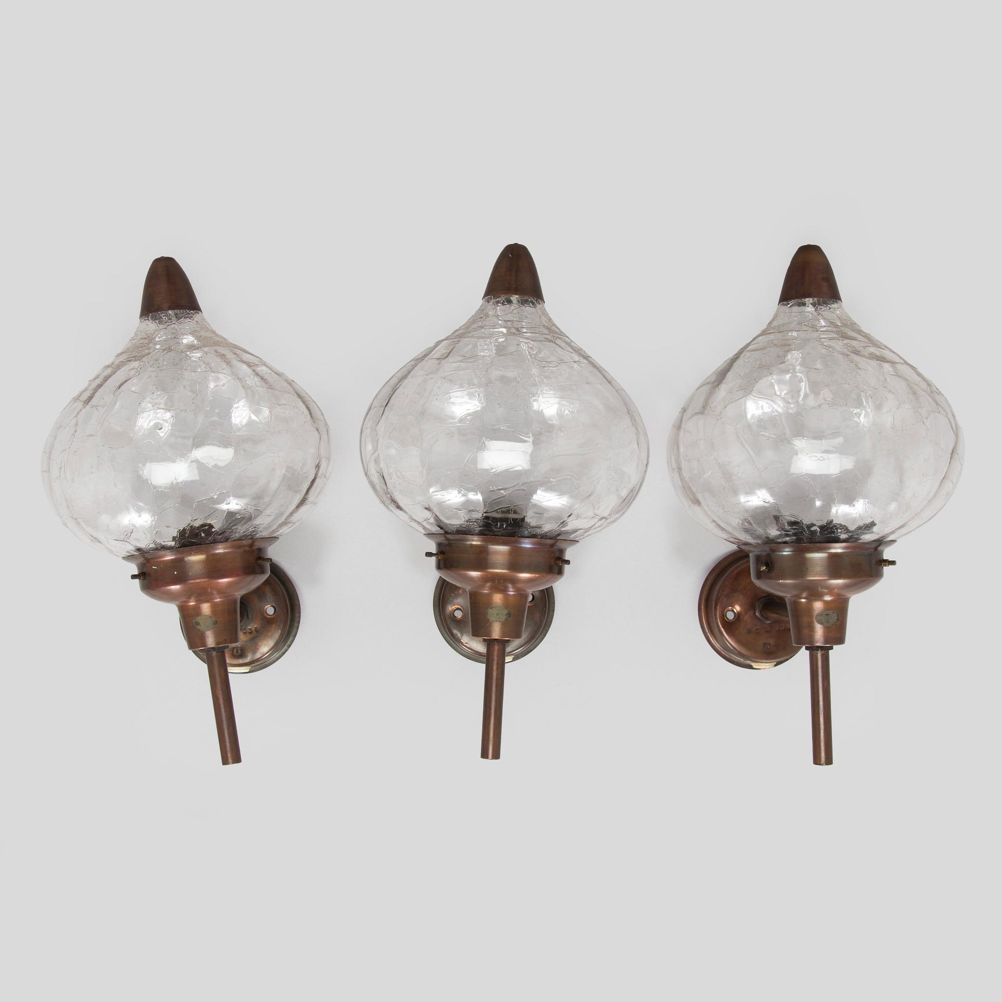 Seinä/ulkovalaisimia, 3 kpl, Westal Ab Ruotsi  1970-luku.