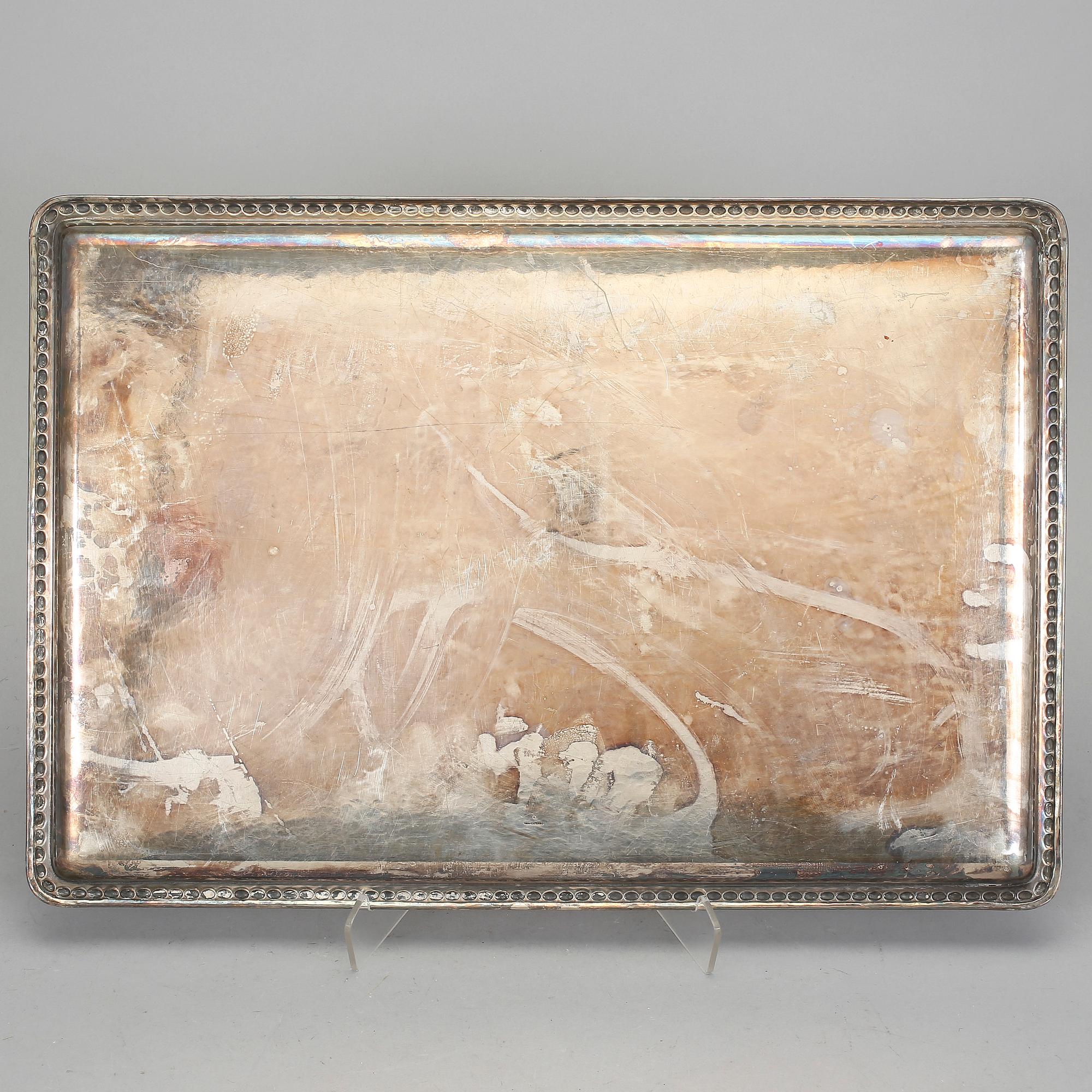 UPPLÄGGNINGSFAT, 2 st, nysilver, GAB respektive CG Hallberg, 1900-tal.