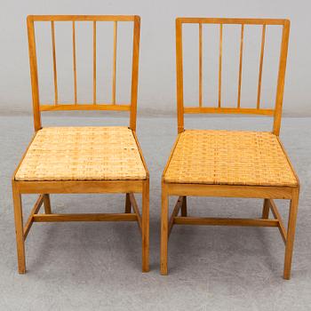 JOSEF FRANK, a set of six elm and rattan dining chairs, model 800.
