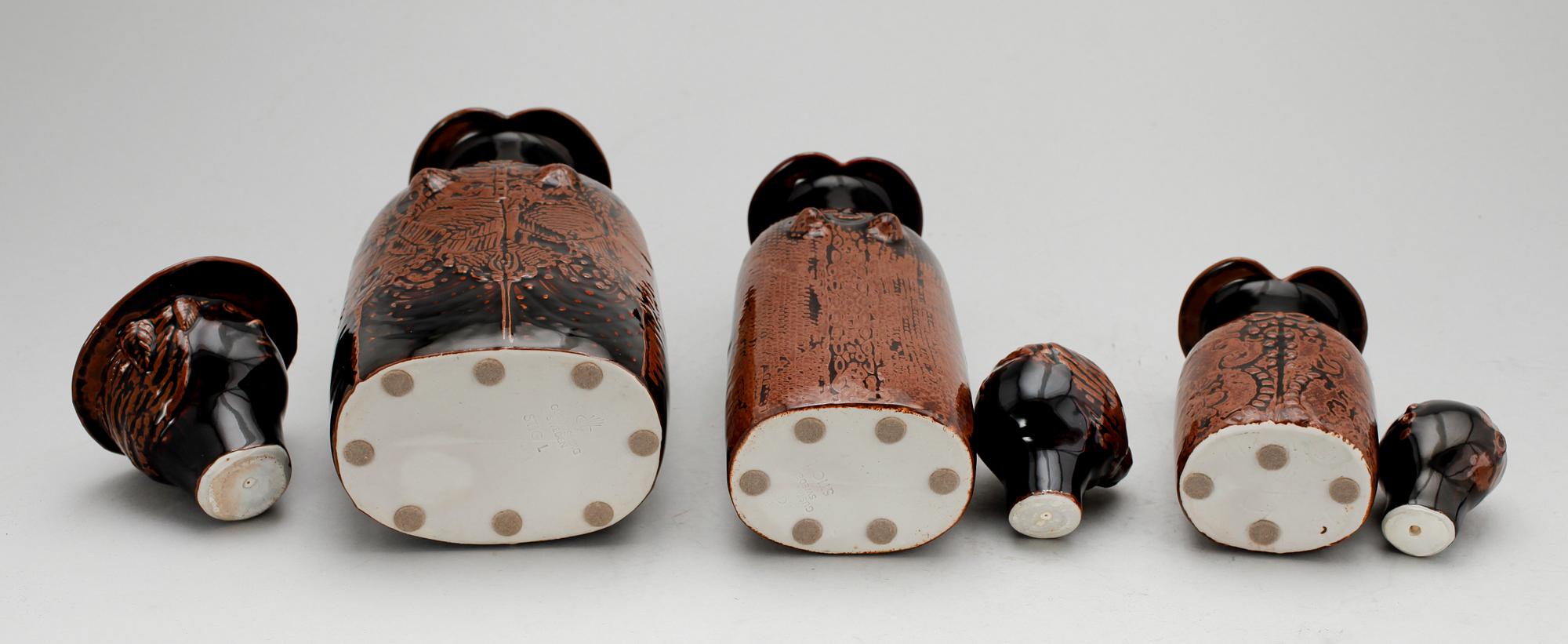 KARAFFER, 3 st, stengods, Stig Lindberg, Gustavsbergs studio.