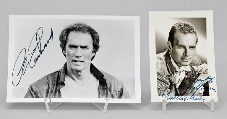 AUTOGRAFER, 2 st, Clint Eastwood samt Charlton Heston.