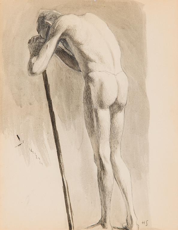 Helene Schjerfbeck, Lutande Mansmodell.