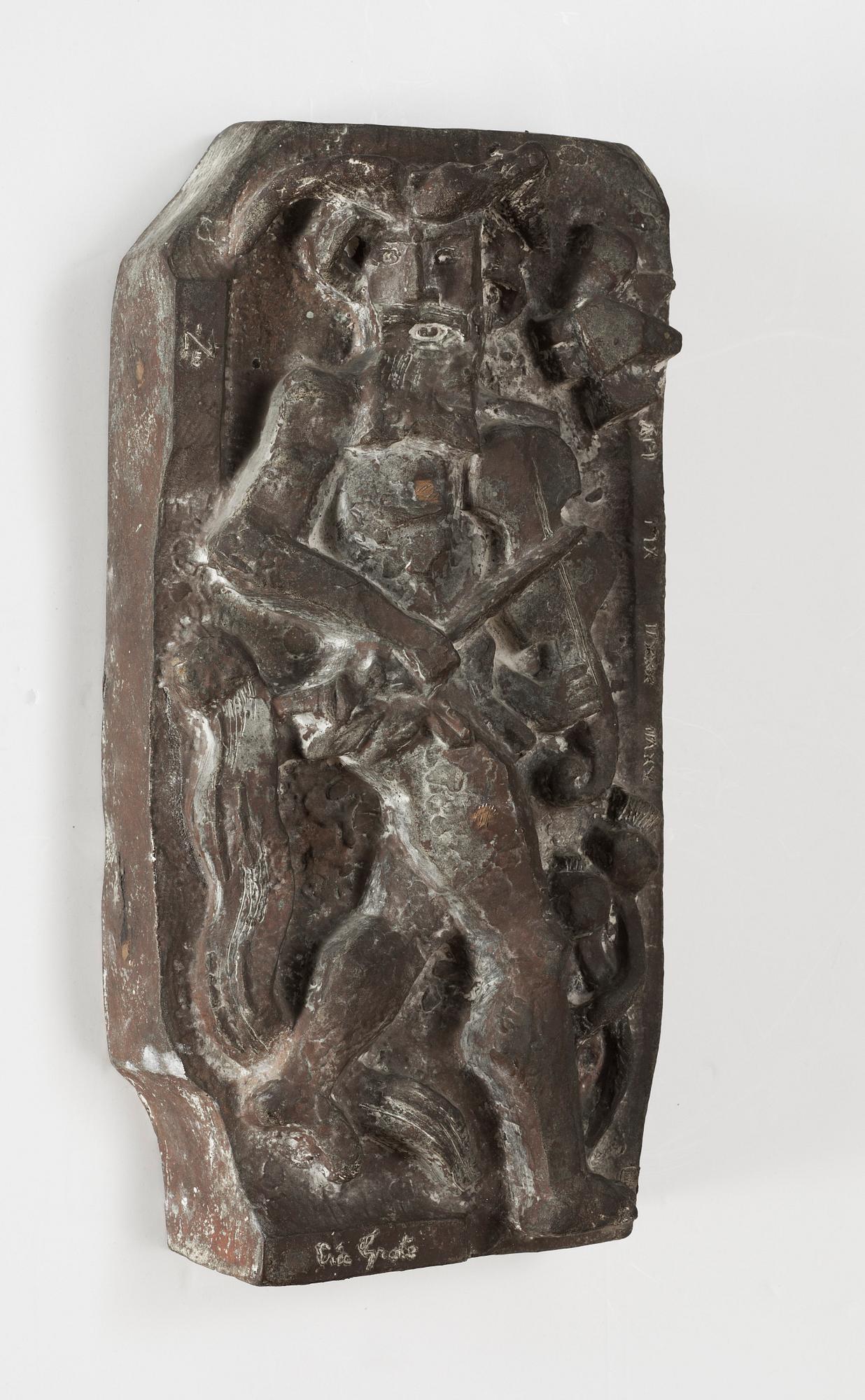 ERIC GRATE. Patinerad brons, relief. Signerad Eric Grate. Numrerad 1/5. Gjutarstämplar H. Bergman Cire Perdue.
