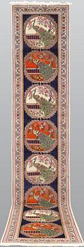 A pictorial Qum runner, ca 424 x 83 cm.