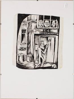 Lars Hillersberg · LARS HILLERSBERG, tuschteckning, signerad.