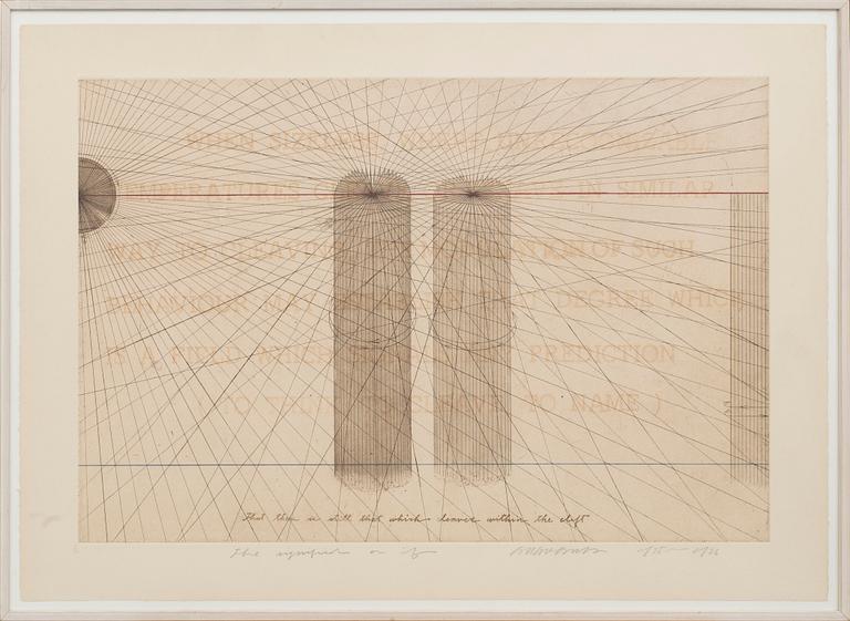 SHUSAKU ARAKAWA, Etching, aquatint in colors, numbered 1/60 and signed and dated 1975-1976.