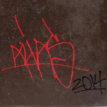 ALIAS, "Hiding", stencil/schablon på metall, signerad a tergo, 2014.