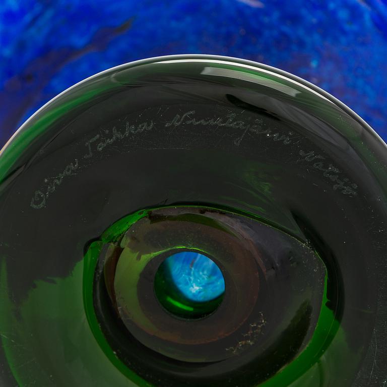 Oiva Toikka, Glass bird, "Kiikkuri" signed Oiva Toikka Nuutajärvi Notsjö.