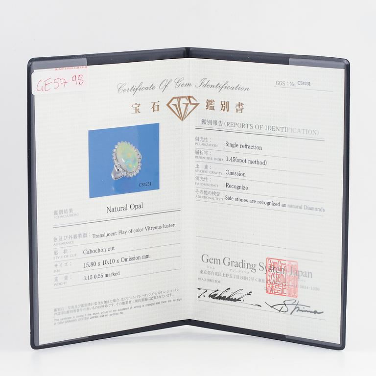 Opal and brilliant-cut diamond cocktail ring.