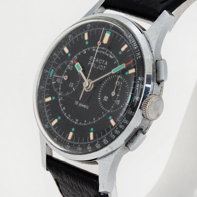 EXACTA POLJOT, "Tachymeter", "Telemeter", armbandsur, kronograf, 36 mm.