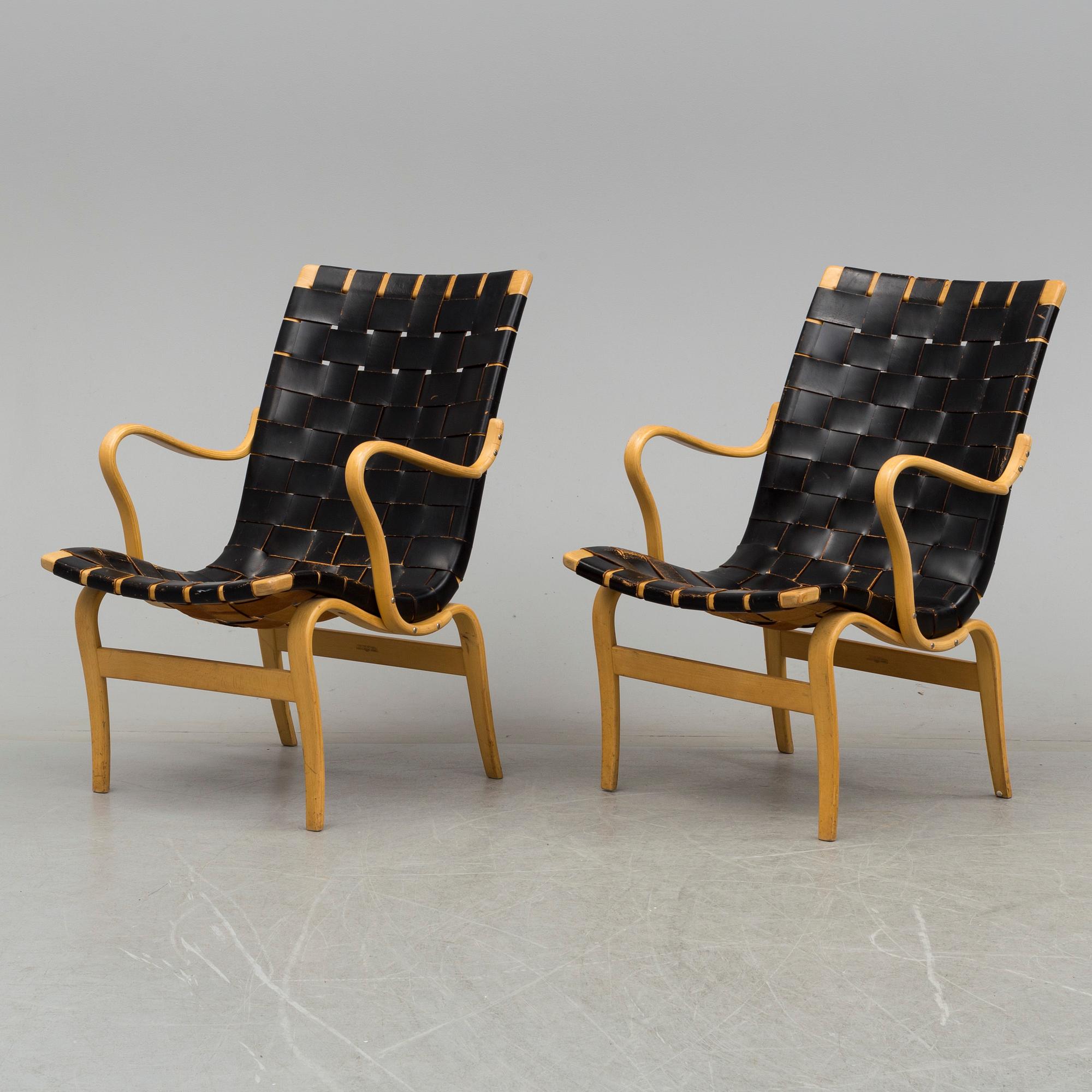 A pair of 'Eva' easy chairs by Bruno Mathsson, second half of the 20th century.