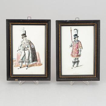 A set of twelwe hand-coloured litographs of Swedish chivalric orders by Adolf Ulrik Schützercrantz.