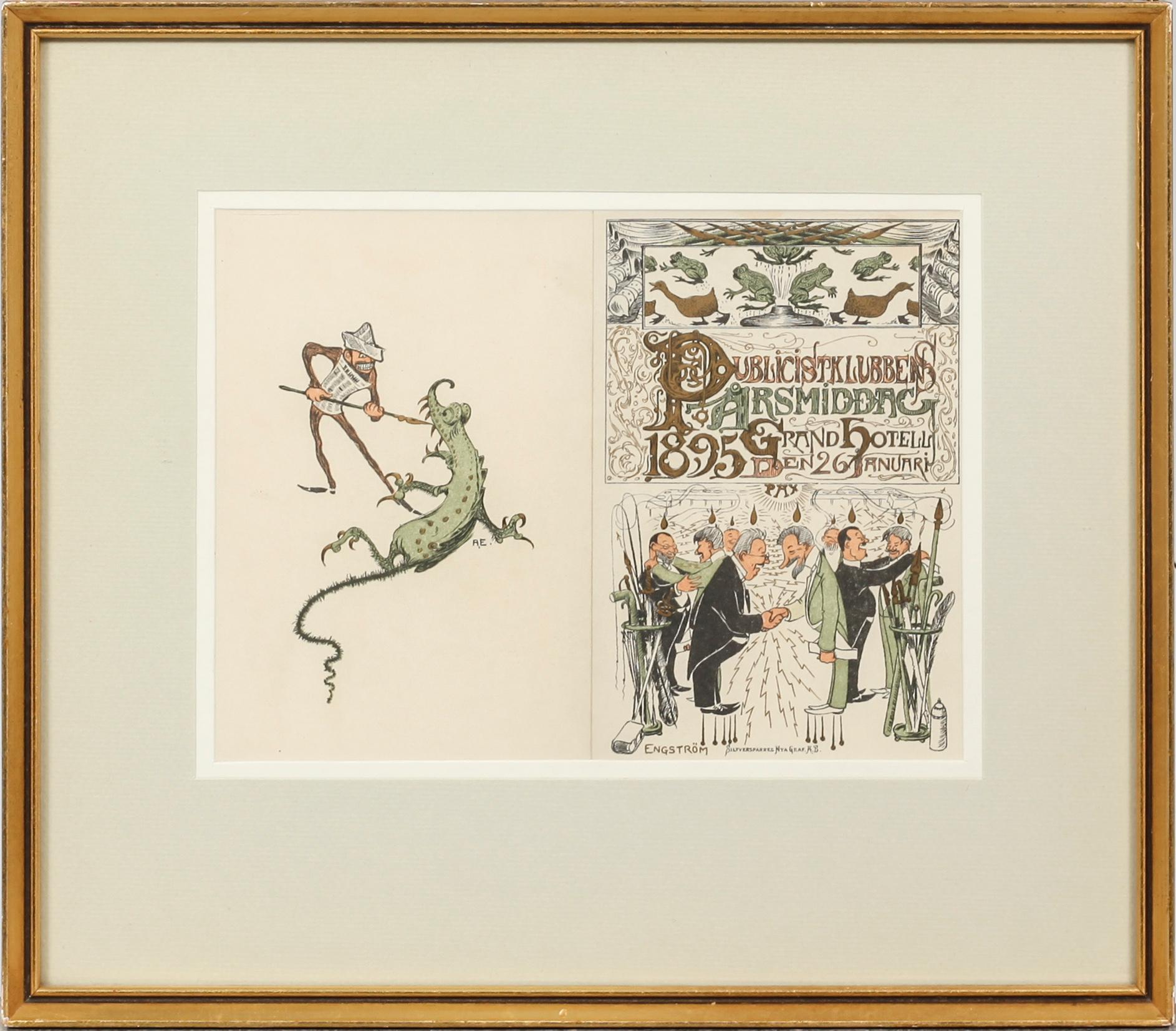 ALBERT ENGSTRÖM, meny och programblad, 4 st, 1895 - 1901.