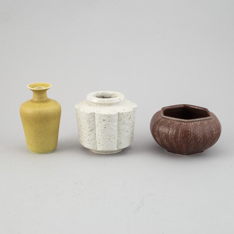 Gunnar Nylund, vaser, 5 st och skål, stengods, Rörstrand.