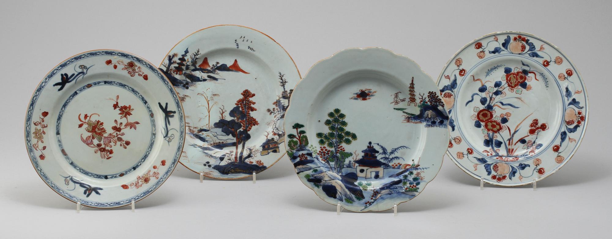 TALLRIKAR, 4 st, porslin, Kina, 1700-tal.
