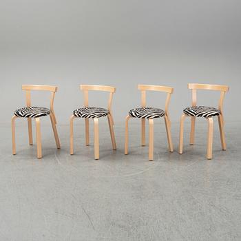 ALVAR AALTO, bord "90A" och stolar, 4 st, "68", Artek.