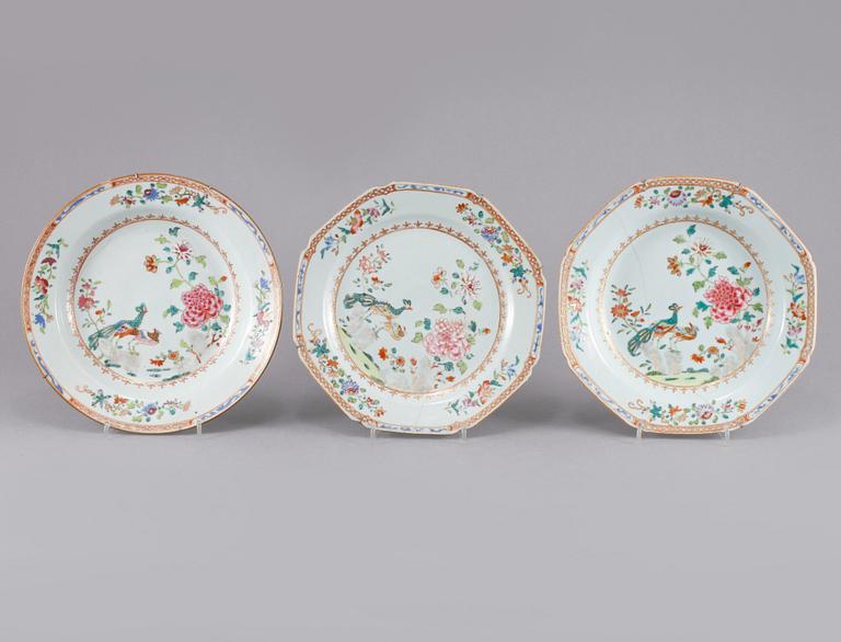 TALLRIKAR, 6 st, porslin, Kina, 1700-tal.