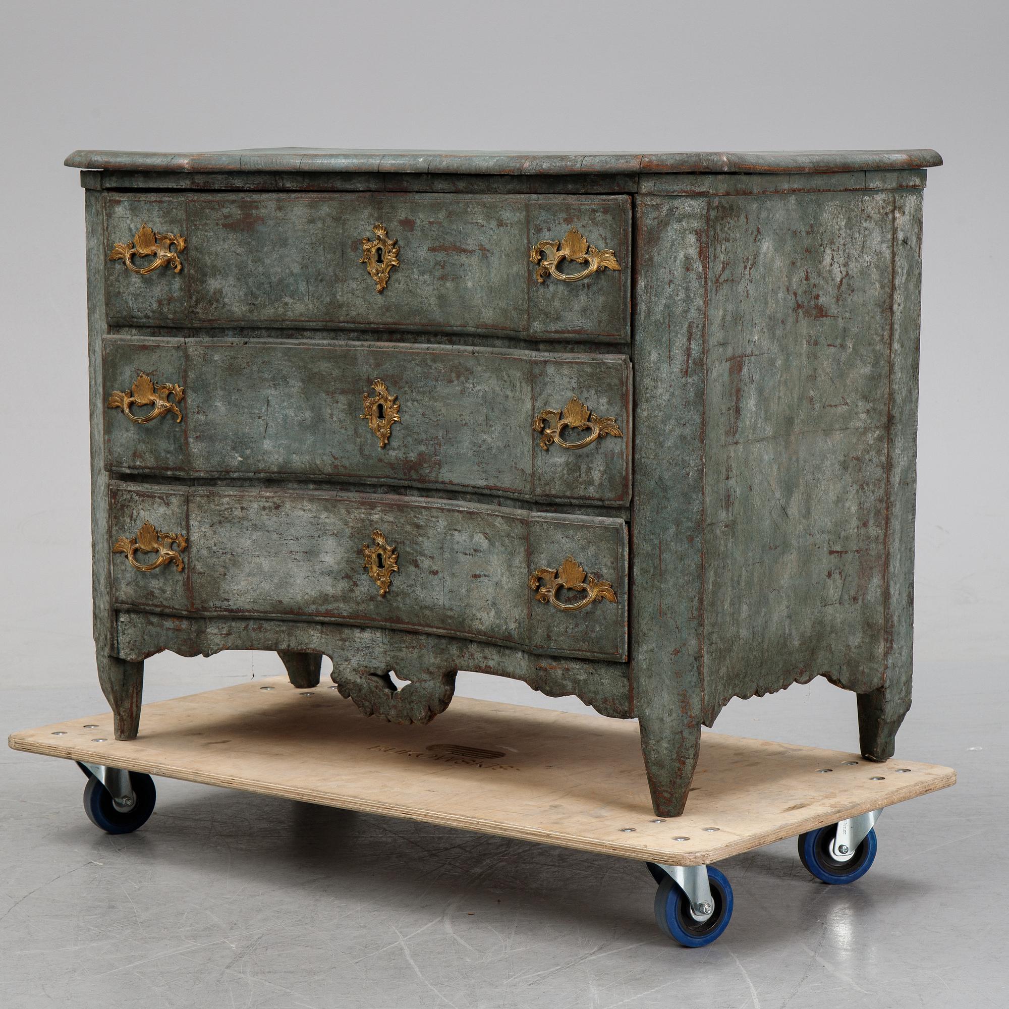 A baroque chest of drawers, 18th century.