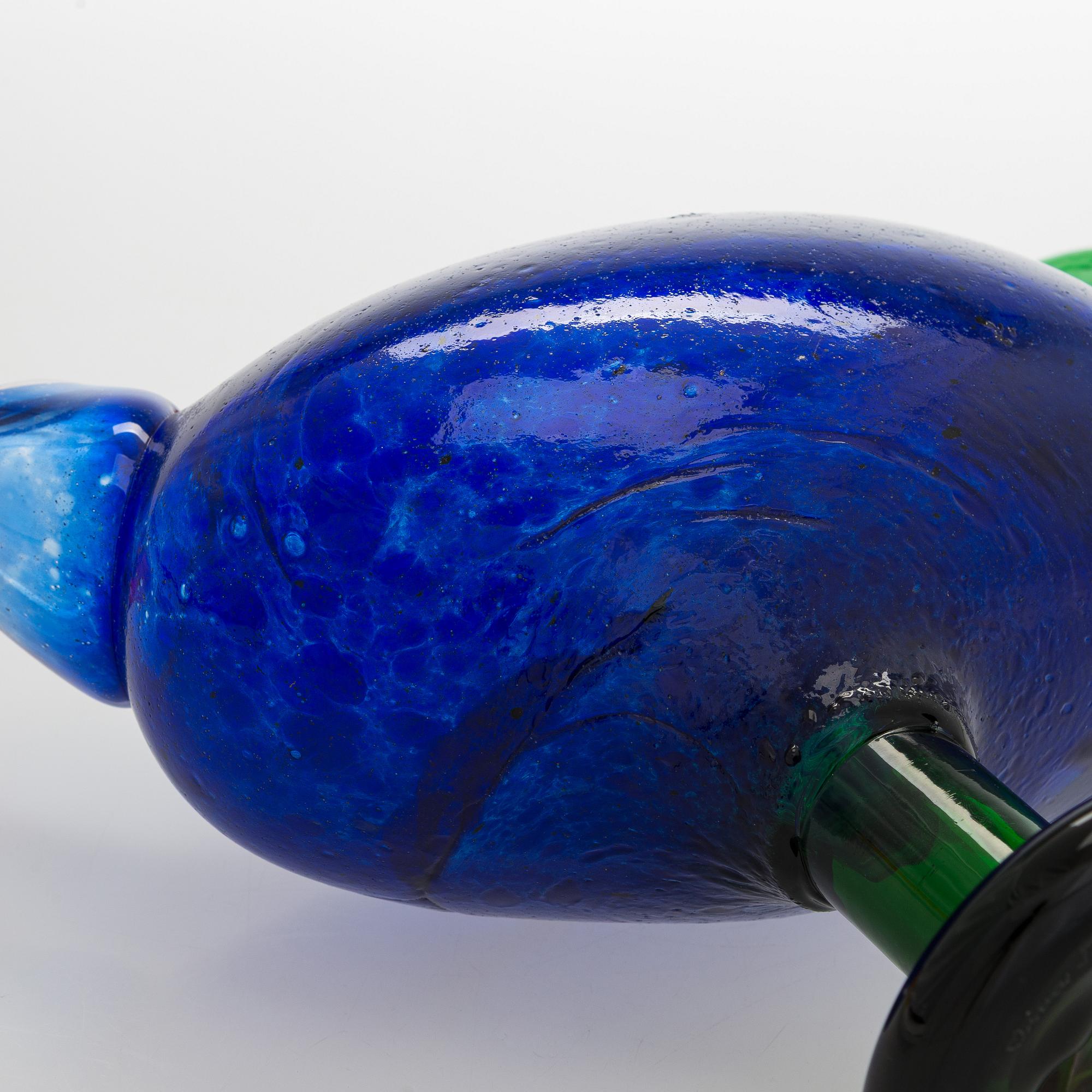 Oiva Toikka, Glass bird, "Kiikkuri" signed Oiva Toikka Nuutajärvi Notsjö.