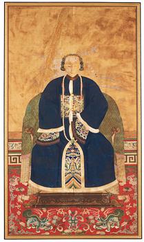 1547. RULLMÅLNINGAR, ett par, tusch, Qing dynastin, troligen 1800-tal.