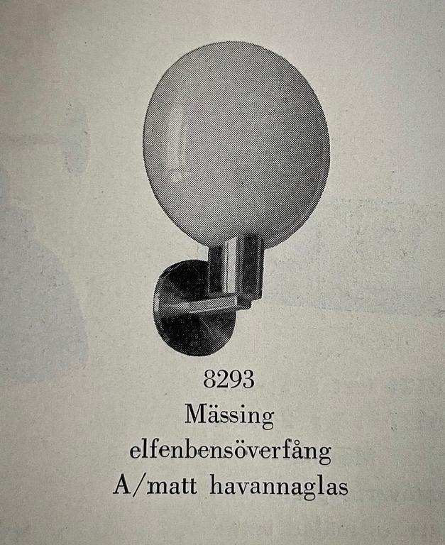 Harald Notini, a wall lamp model "8293 A", Arvid Böhlmarks Lampfabrik, Stockholm 1930s.