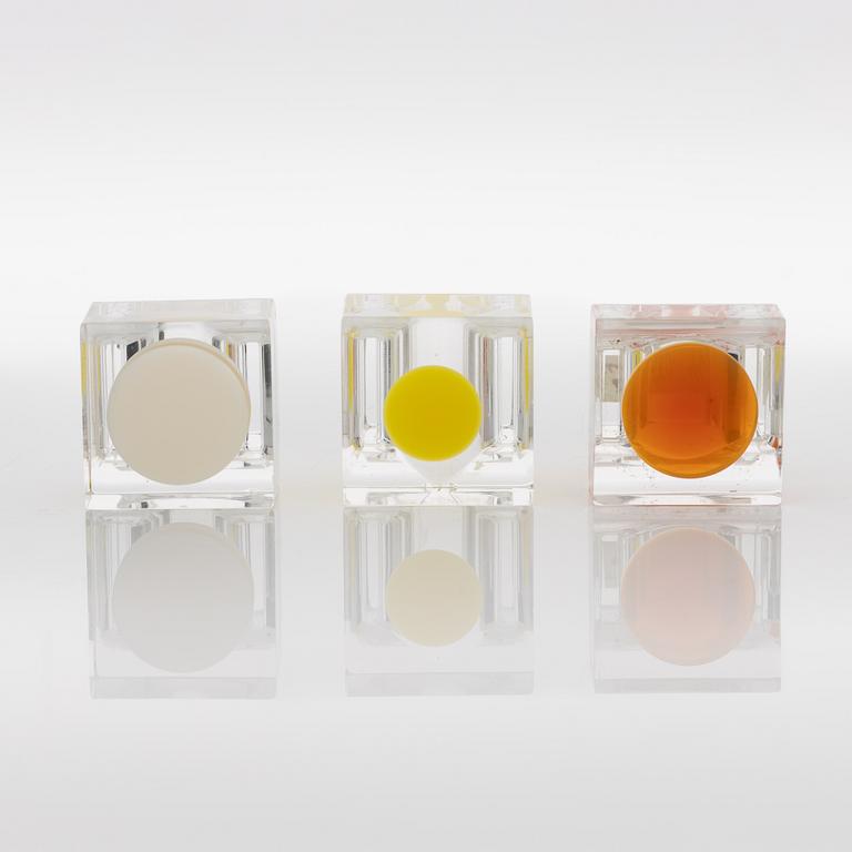 Siv Lagerström, three acrylic plastic rings, 1970s.