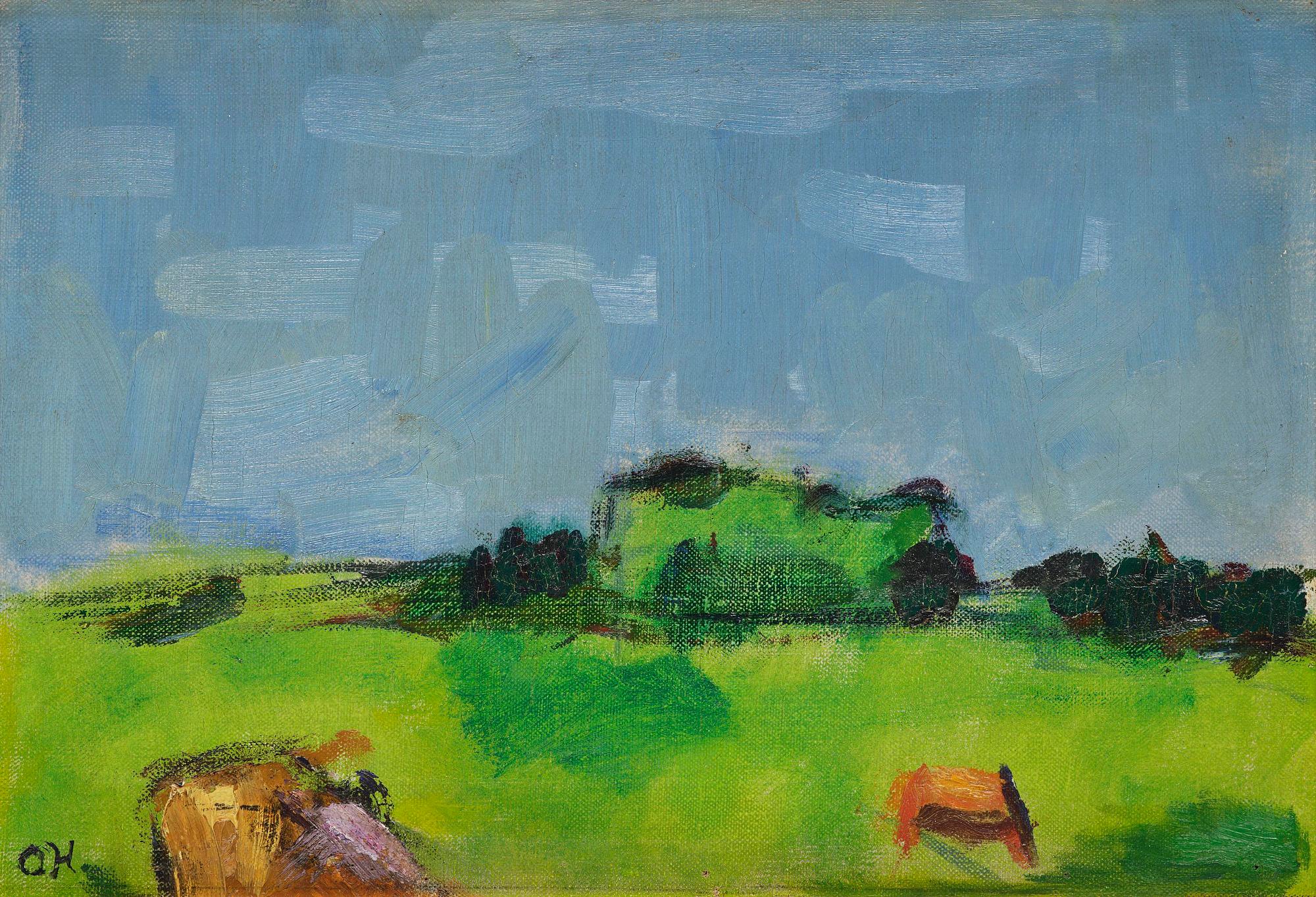 Oluf Høst, Summer landscape with horses, Bornholm.