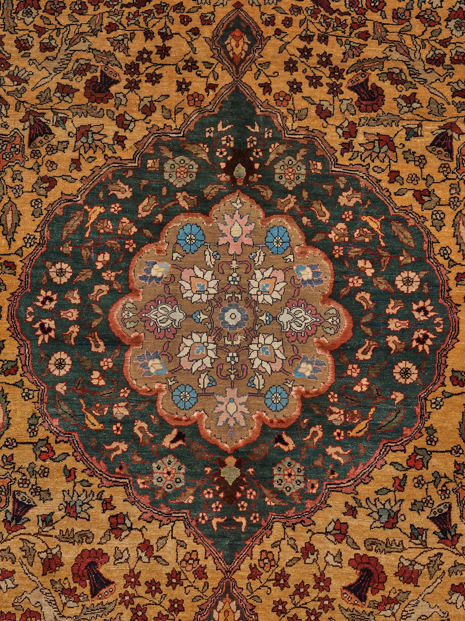 Matto, a semi-antique silk Turkish with metal brocade, ca 194-195 x 127,5-132,5 cm.