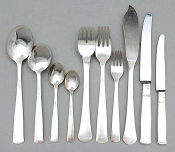 BESTICKSERVIS I SCHATULL, 93 delar, silver, Rosenholm, GAB, Stockholm mest 1950-60-tal. Tot ca 2800 gram.