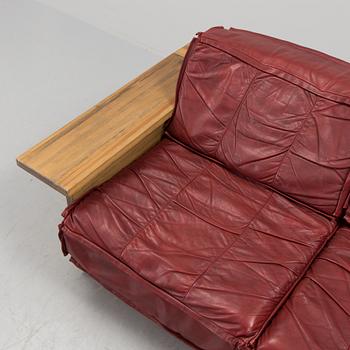 A Hämeen Kalustaja Finnish stained pine sofa, 1970's.