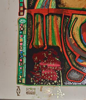 Friedensreich Hundertwasser, the complete portfolio comprising 10 silkscreens in colours with metallic imprints.