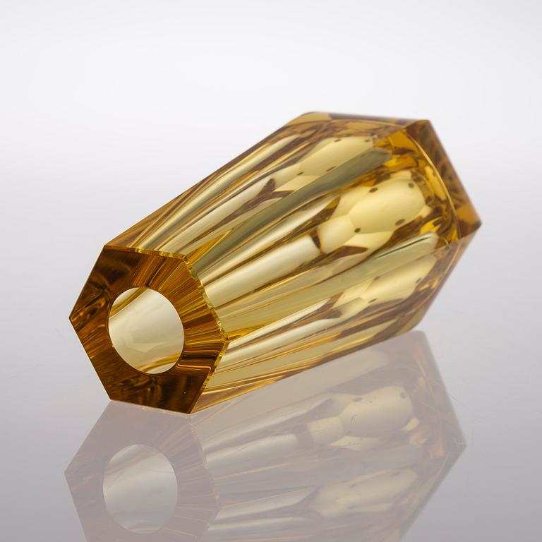 A Yellow Crystal Vase by Moser, Czech.